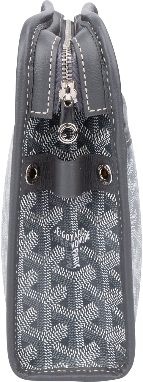 Goyard Grey Goyardine Monogram Jouvence MM Pochette Clutch Donkergrijs