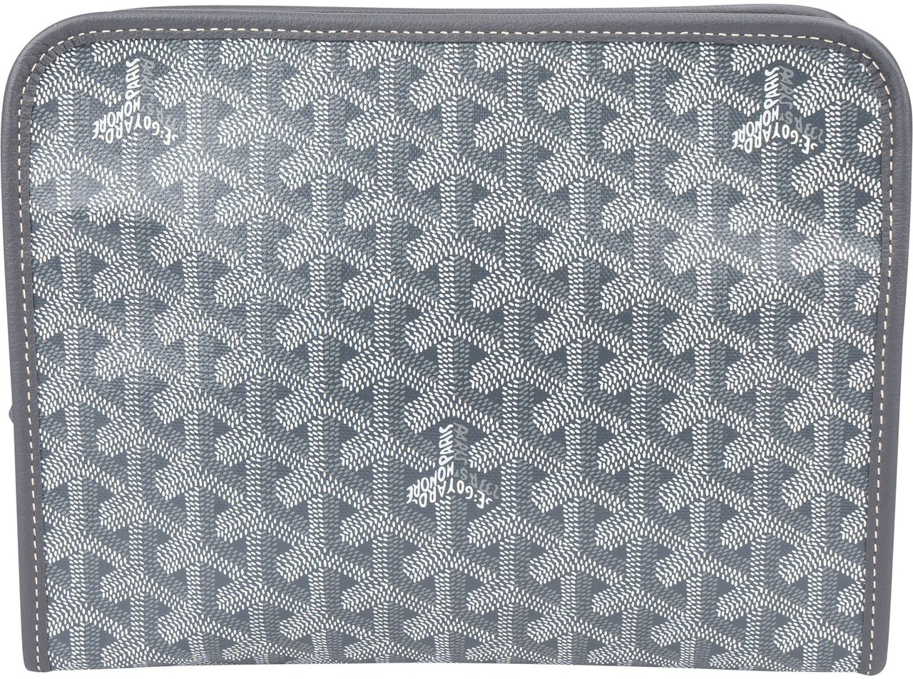Goyard Goyard Grey Goyardine Monogram Jouvence MM Pochette Clutch Donkergrijs