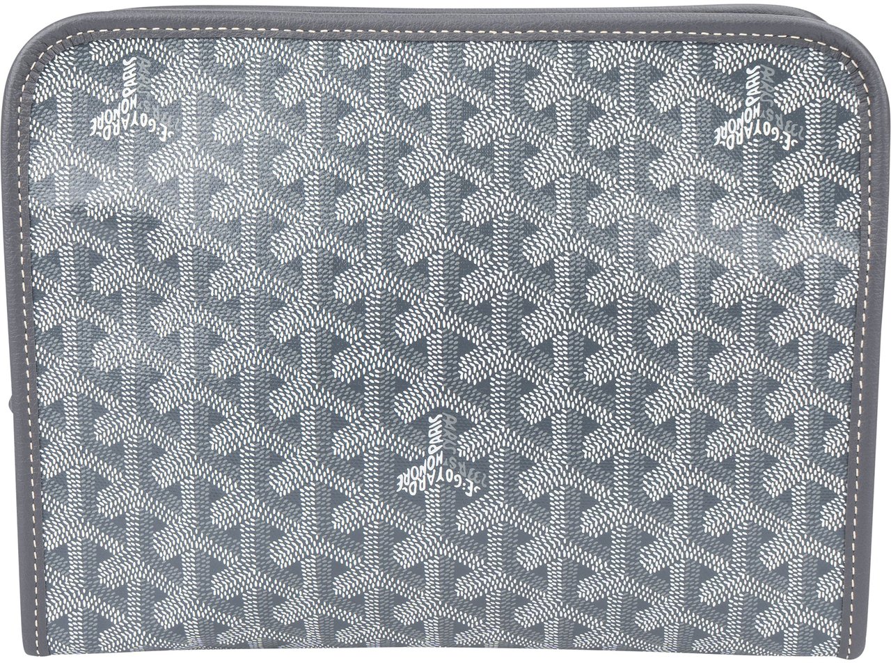 Goyard Grey Goyardine Monogram Jouvence MM Pochette Clutch Donkergrijs