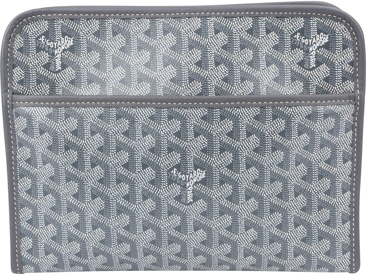 Goyard Grey Goyardine Monogram Jouvence MM Pochette Clutch Donkergrijs