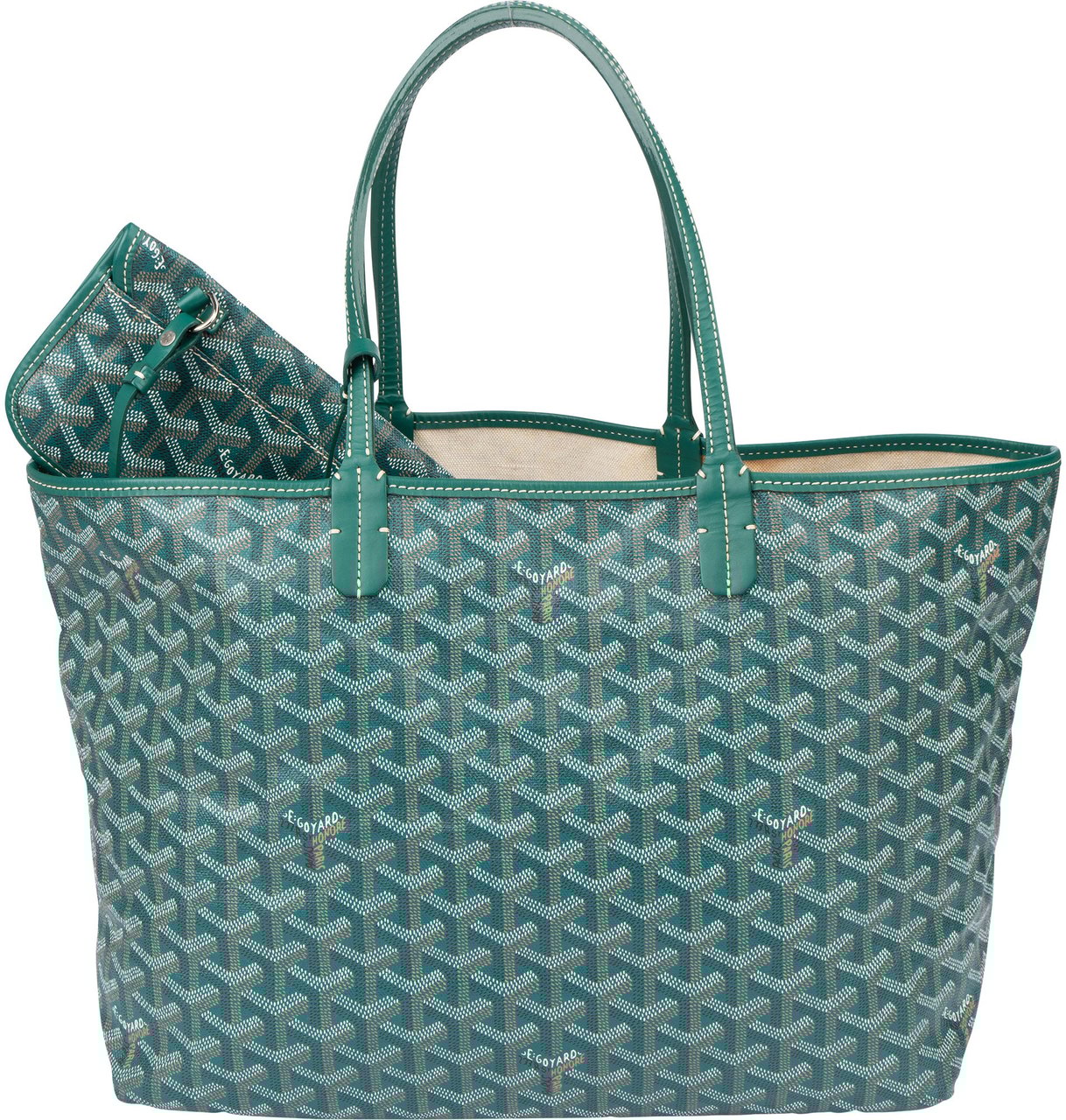 Goyard Goyard Green Goyardine Monogram Saint Louis PM Handbag Groen