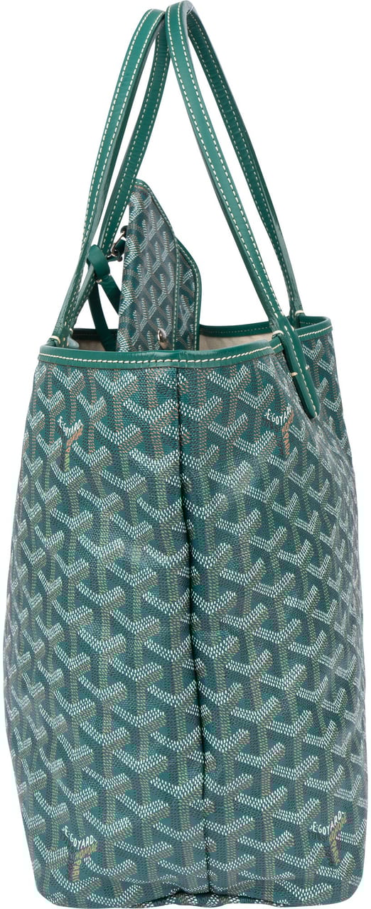 Goyard Goyard Green Goyardine Monogram Saint Louis PM Handbag Groen