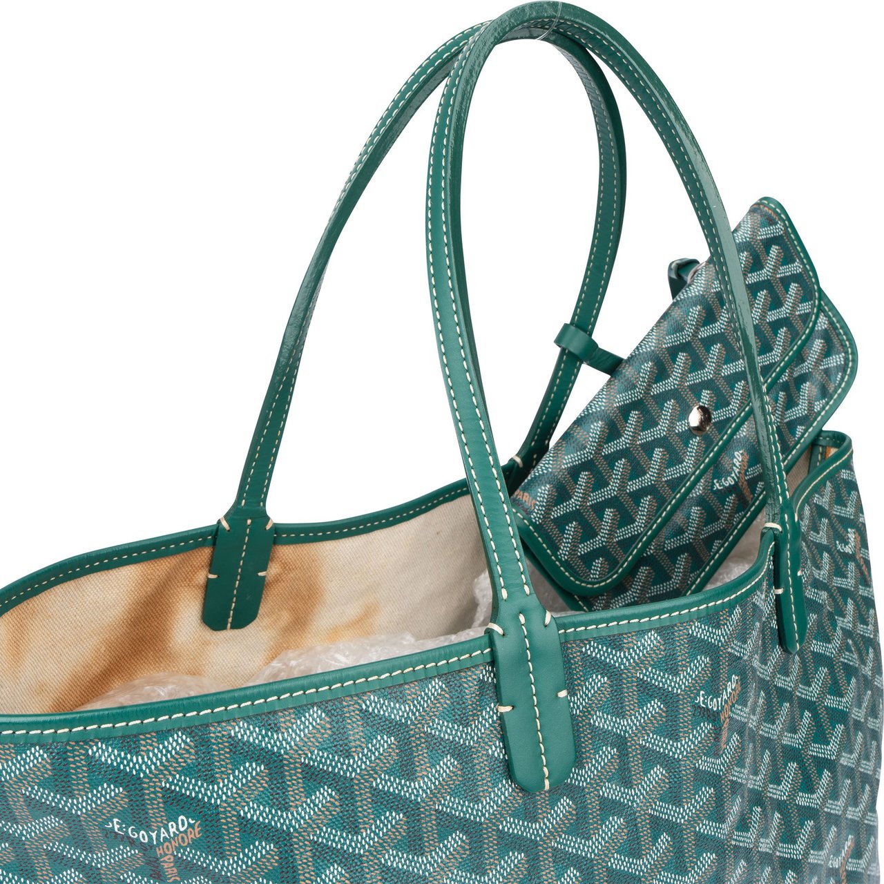 Goyard Goyard Green Goyardine Monogram Saint Louis PM Handbag Groen