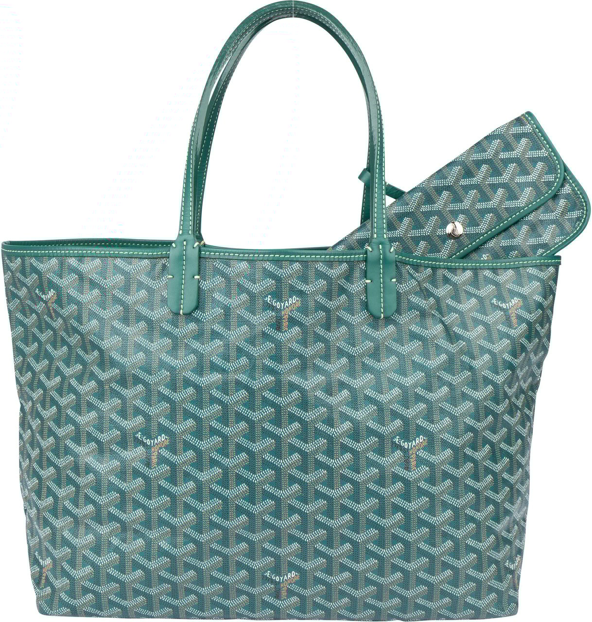 Goyard Goyard Green Goyardine Monogram Saint Louis PM Handbag Groen