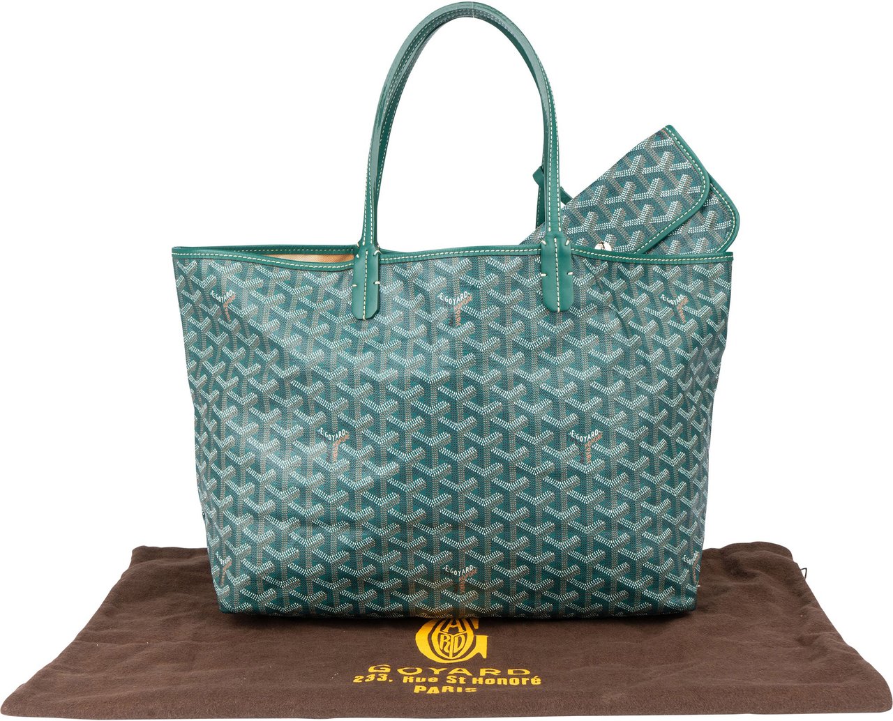 Goyard Goyard Green Goyardine Monogram Saint Louis PM Handbag Groen