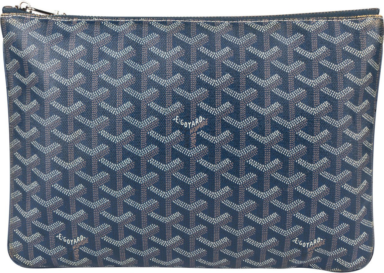Goyard Goyard Bleu Goyardine Monogram Senat PM Clutch Blauw