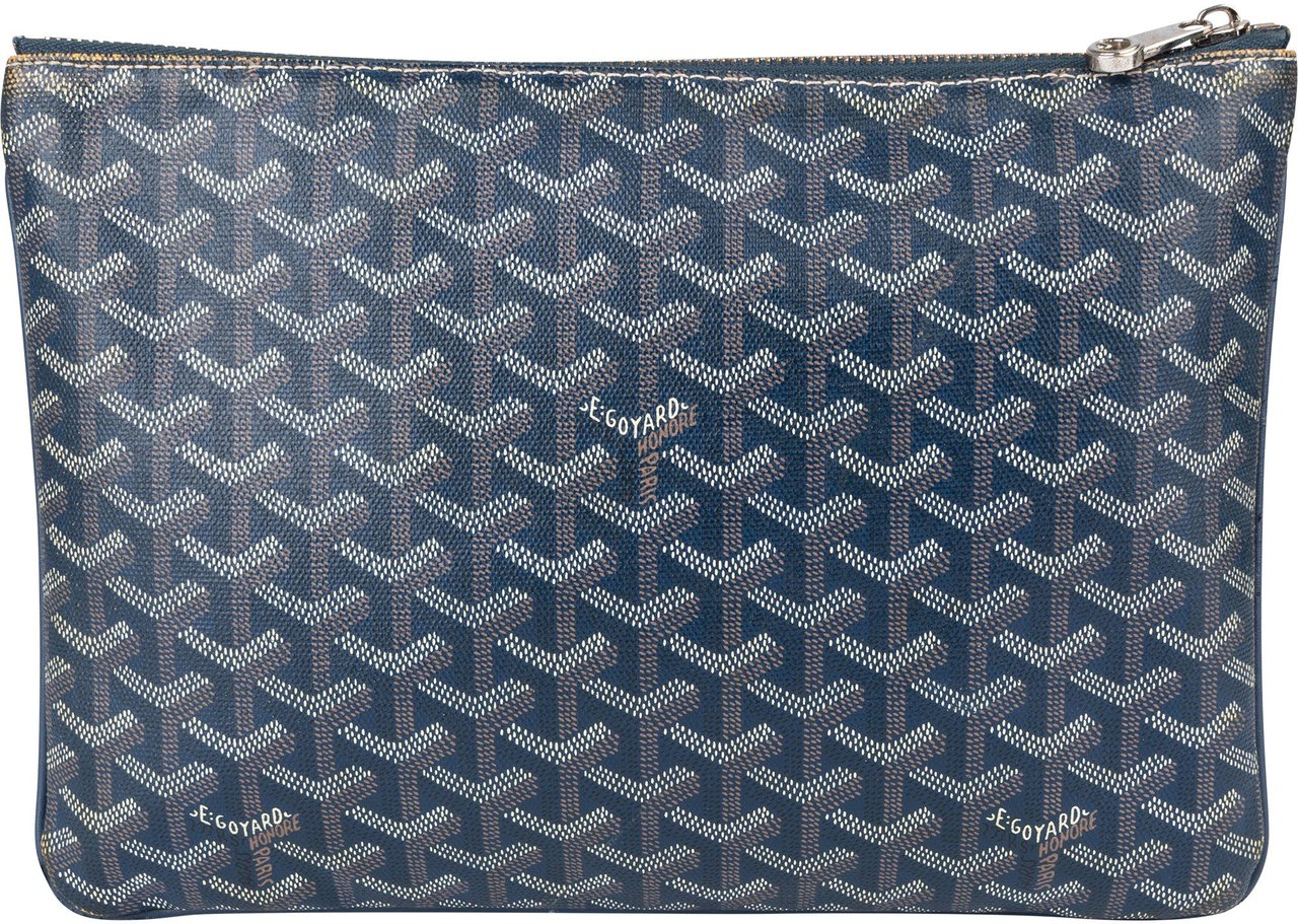 Goyard Goyard Bleu Goyardine Monogram Senat PM Clutch Blauw