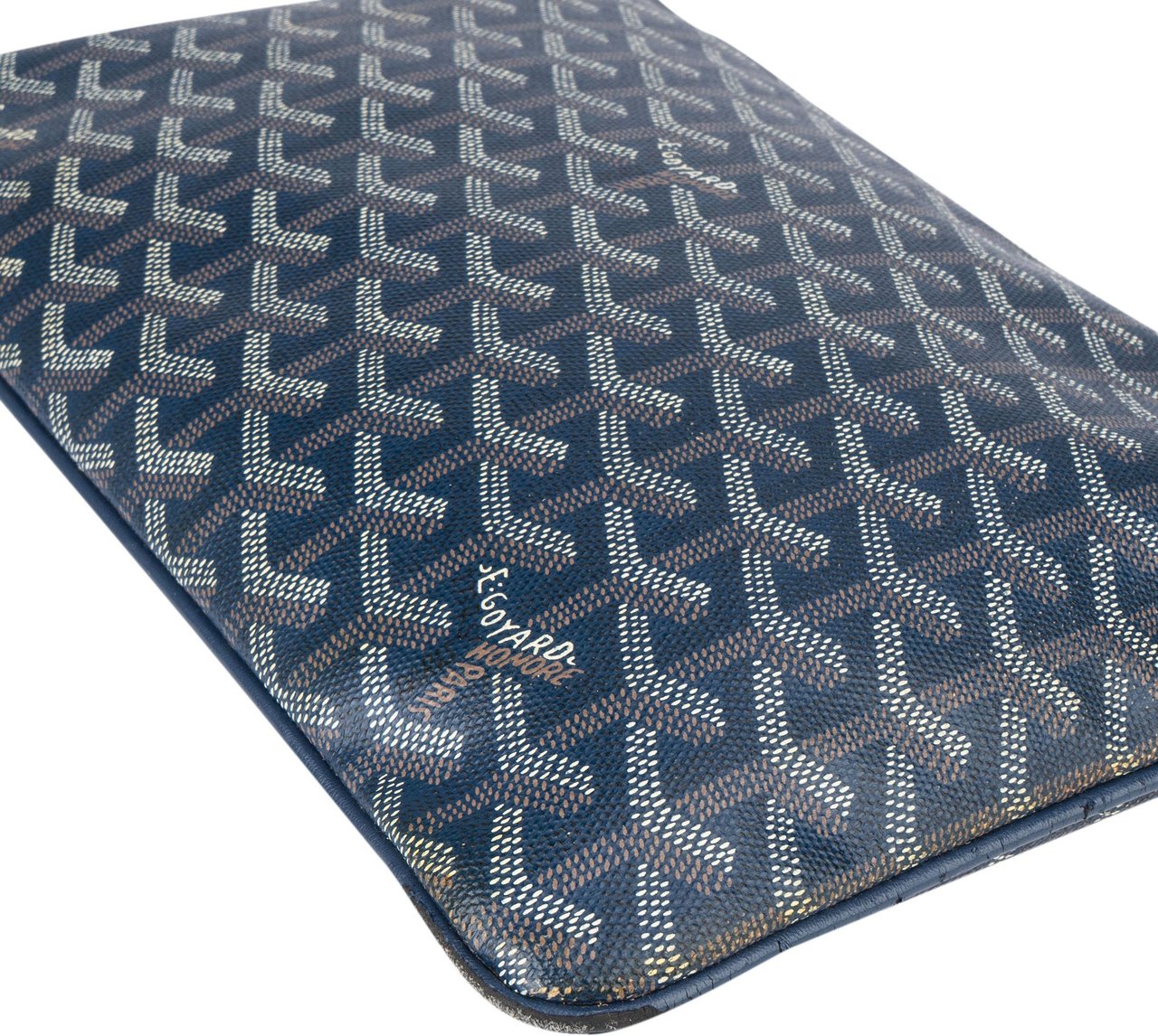 Goyard Goyard Bleu Goyardine Monogram Senat PM Clutch Blauw