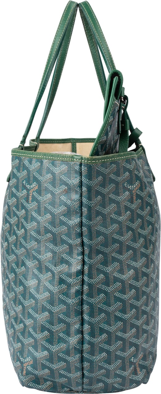 Goyard Goyard Green Goyardine Monogram Saint Louis PM Handbag Groen