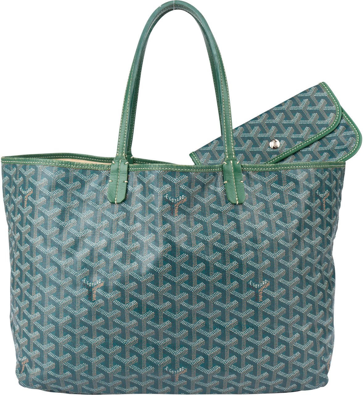 Goyard Goyard Green Goyardine Monogram Saint Louis PM Handbag Groen