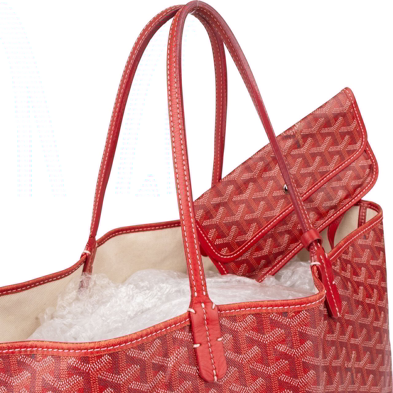 Goyard Goyard Red Goyardine Monogram Saint Louis PM Handbag Rood