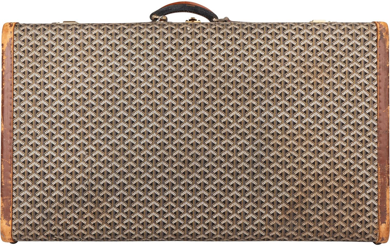 Goyard Goyardine Monogram Suitcase 80 Trunk Koffer Bruin