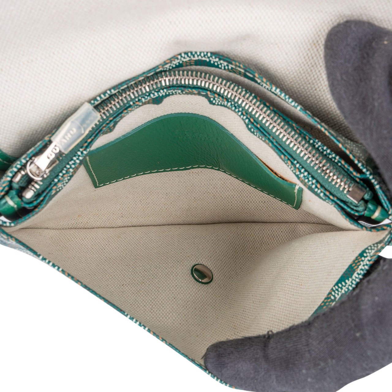 Goyard Goyard Green Goyardine Monogram Plumet Plat Crossbody Bag Groen