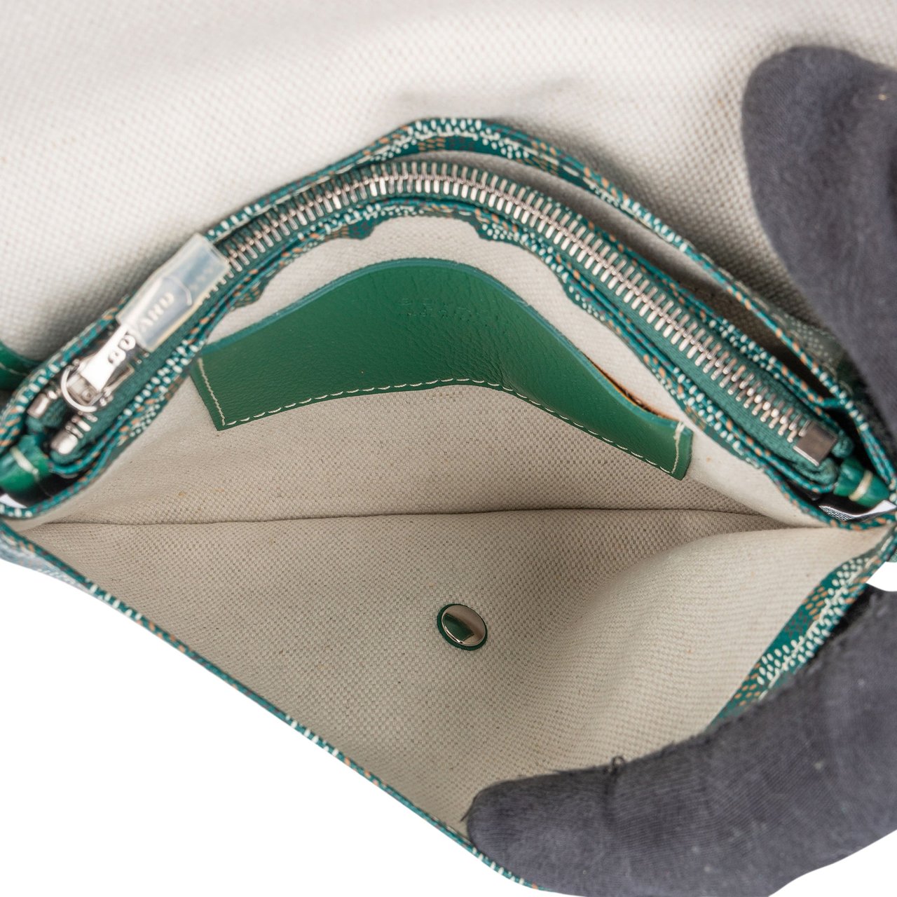 Goyard Green Goyardine Monogram Plumet Plat Crossbody Bag Groen