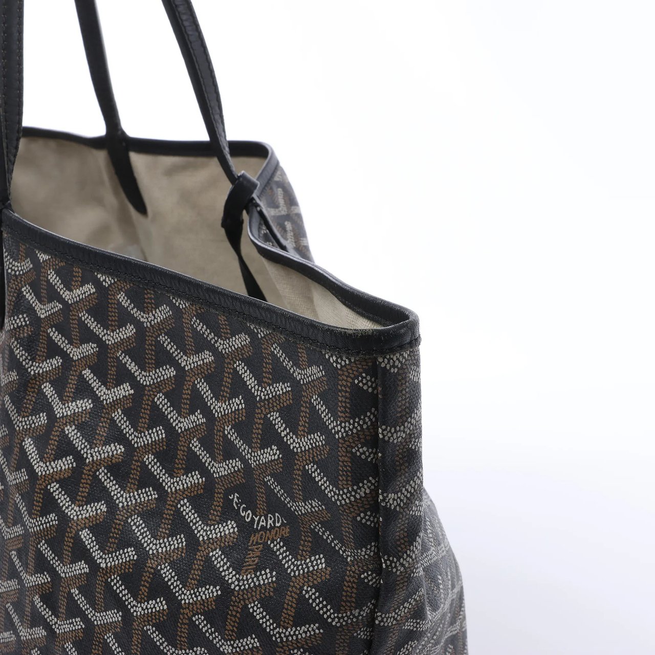 Goyard Saint Louis MM PVC & Leather Shoulder Bag in Black Zwart