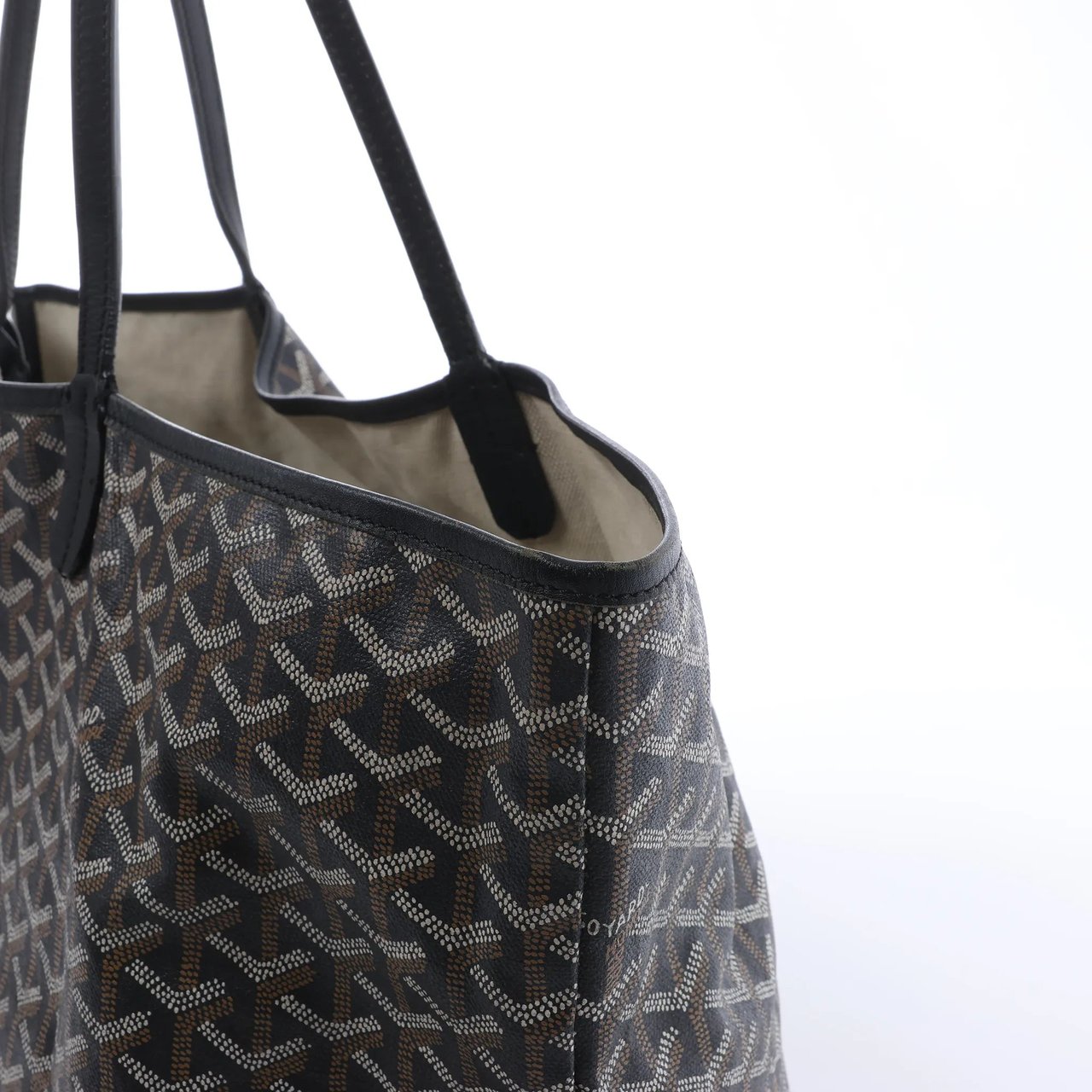 Goyard Saint Louis MM PVC & Leather Shoulder Bag in Black Zwart