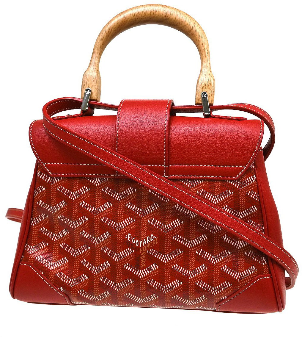 Goyard Saigon Top Handle Coated Canvas with Leather Mini Rood