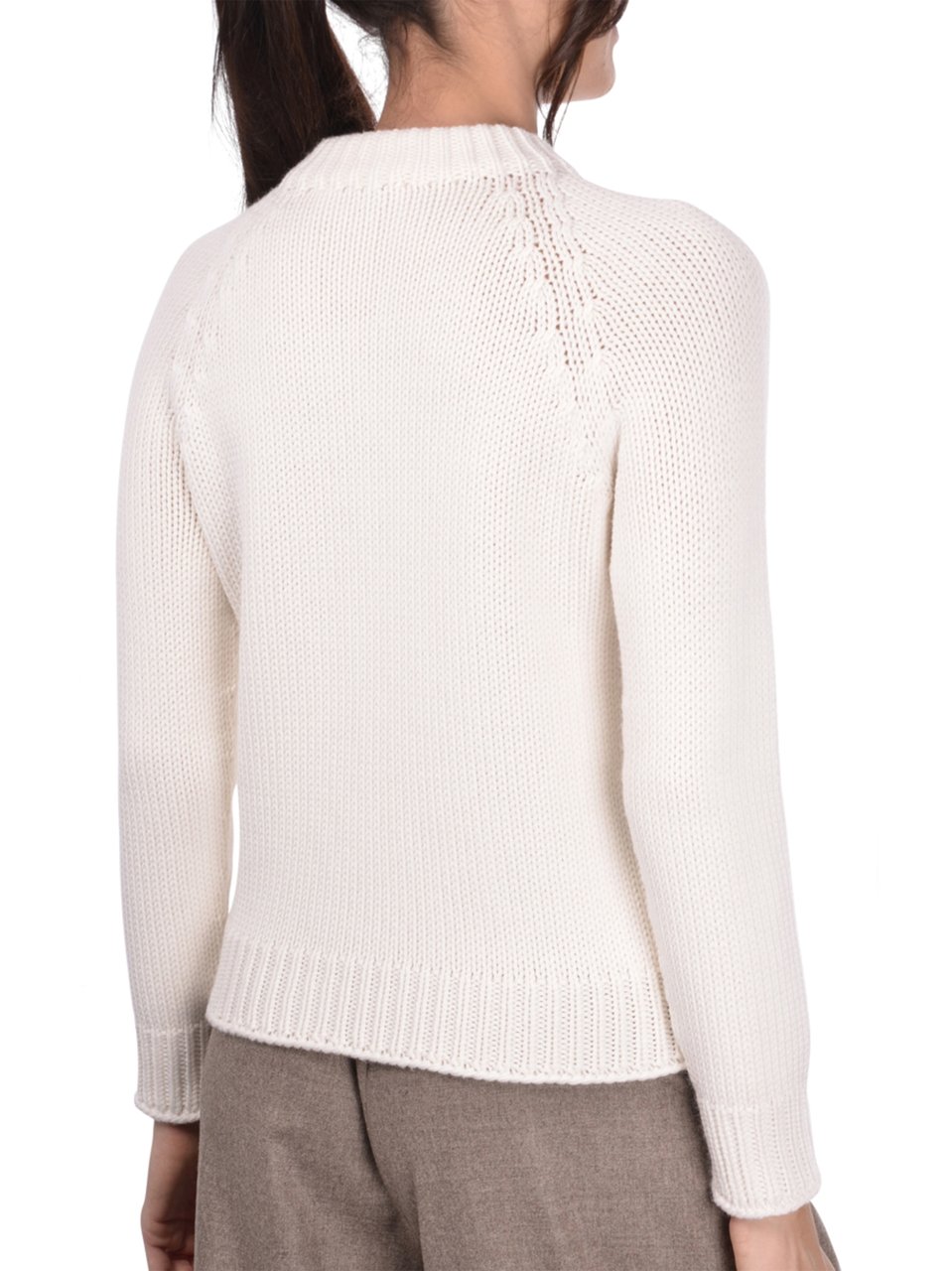 Gran Sasso Slightly Cropped Wool Sweater With Classic Crew Neckline Wit