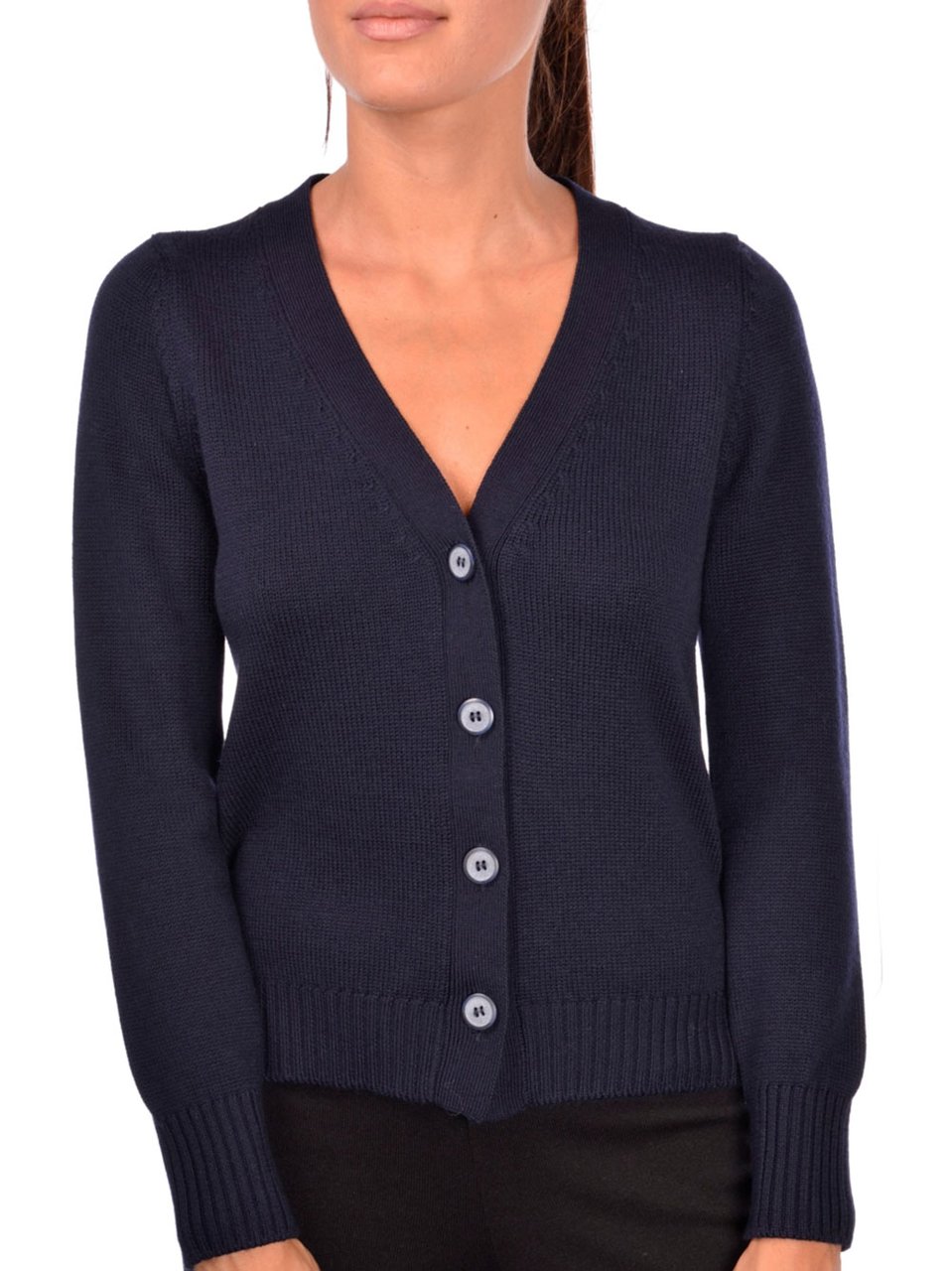 Gran Sasso Deep V-Neck Wool Cardigan With Button-Down Front Zwart