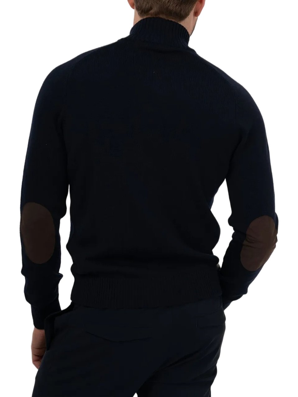 Gran Sasso Tailored Black Wool Zip-Up Jacket With Ribbed Details Zwart