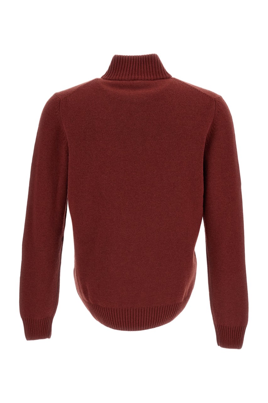Gran Sasso Red High-Neck Wool-Blend Zip Sweater Rood