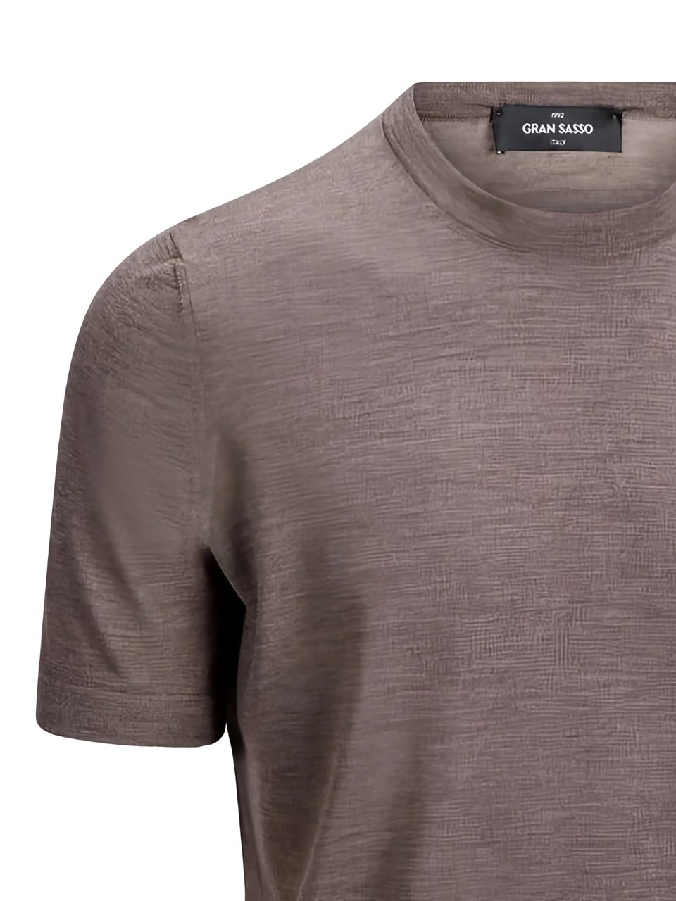 Gran Sasso Paricollo Short-Sleeved Textured Crew Neck Top Grijs