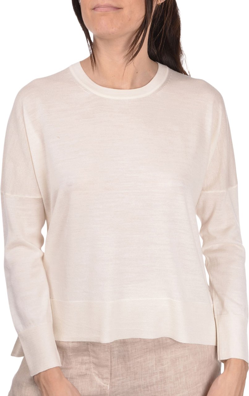 Gran Sasso Grey Lightweight Wool Crew Neck Sweater Neutraal