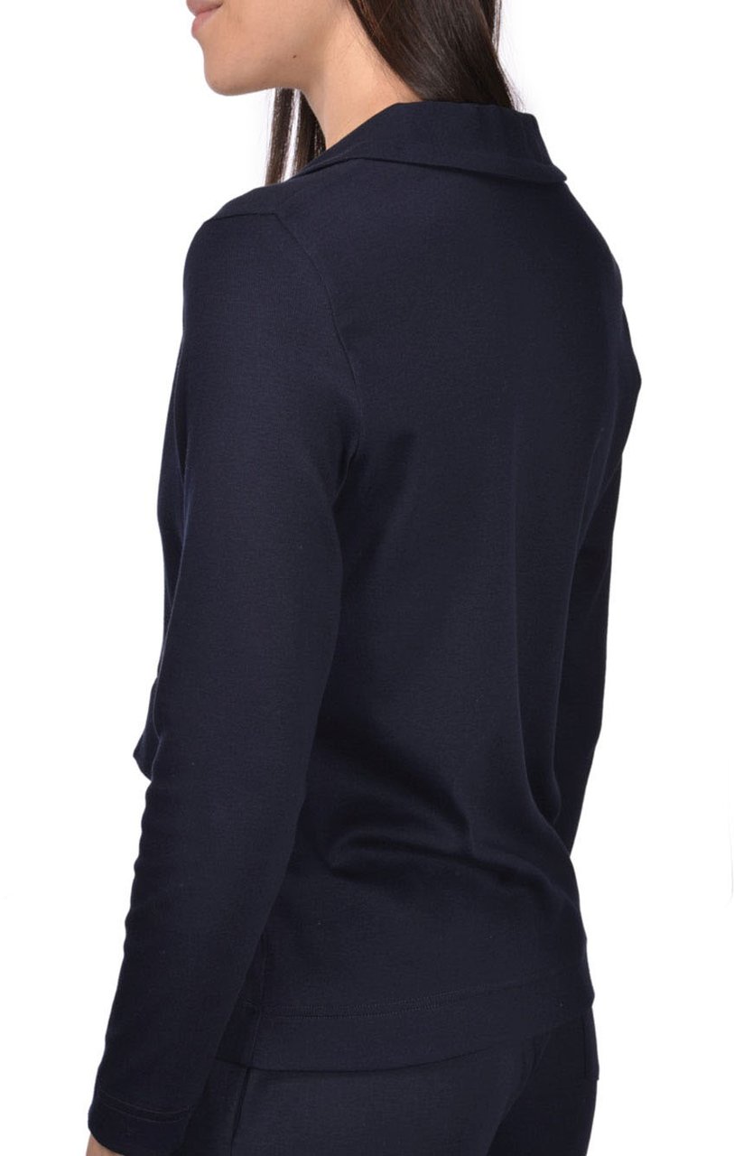 Gran Sasso Black Giacchina Tailored Cotton V-Neck Jacket Zwart