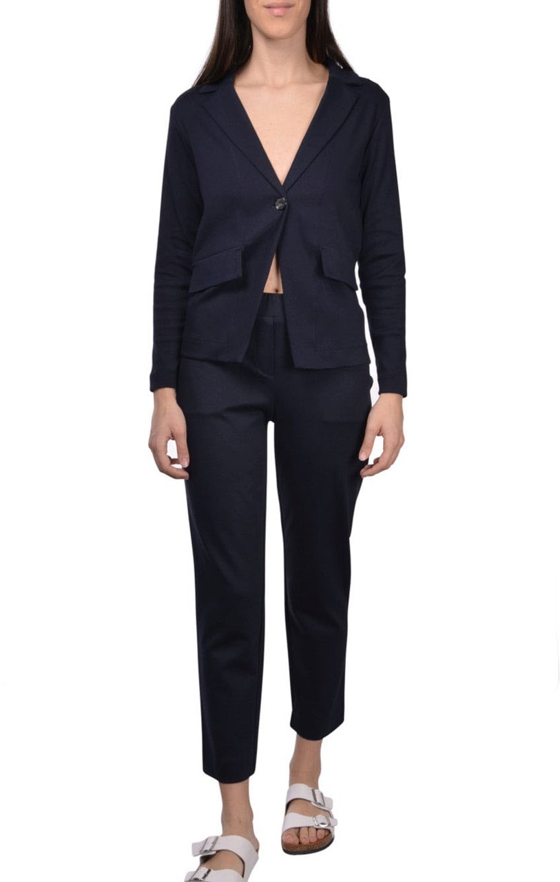 Gran Sasso Black Giacchina Tailored Cotton V-Neck Jacket Zwart