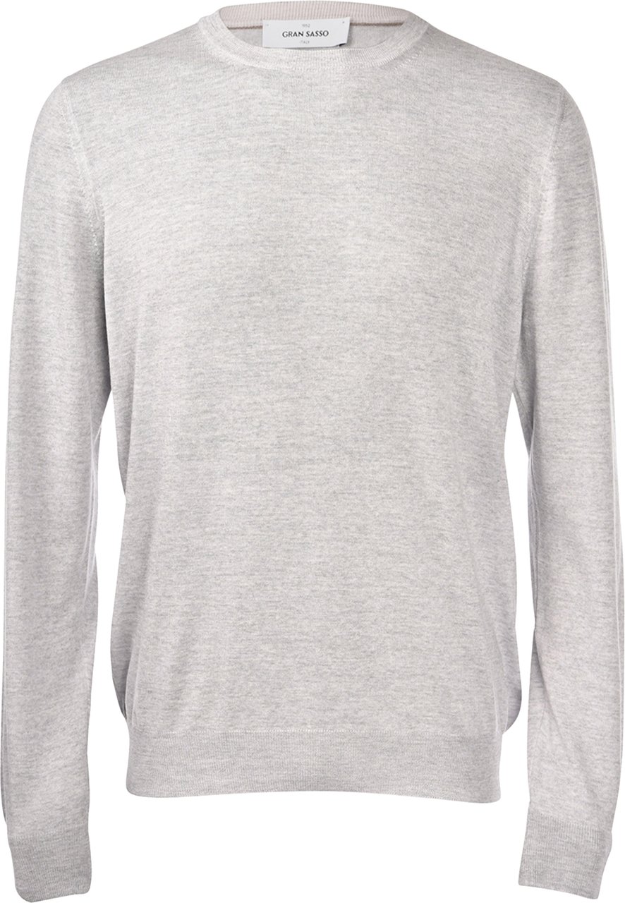 Gran Sasso Paricollo Heathered Grey Crew Neck Sweater Wit