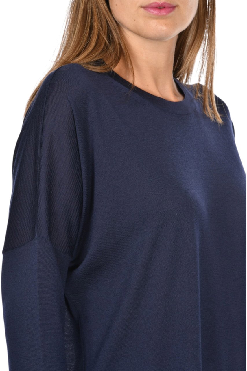 Gran Sasso Grey Relaxed Asymmetrical Wool Sweater Zwart