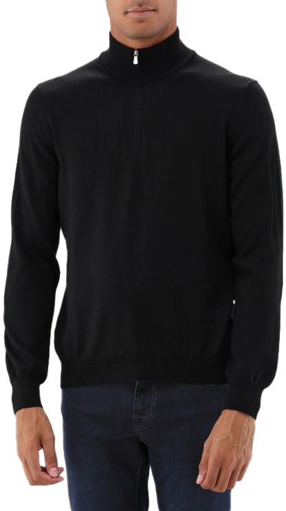 Gran Sasso Gran Sasso Gebreide Trui Zwart Mock Zip Zwart