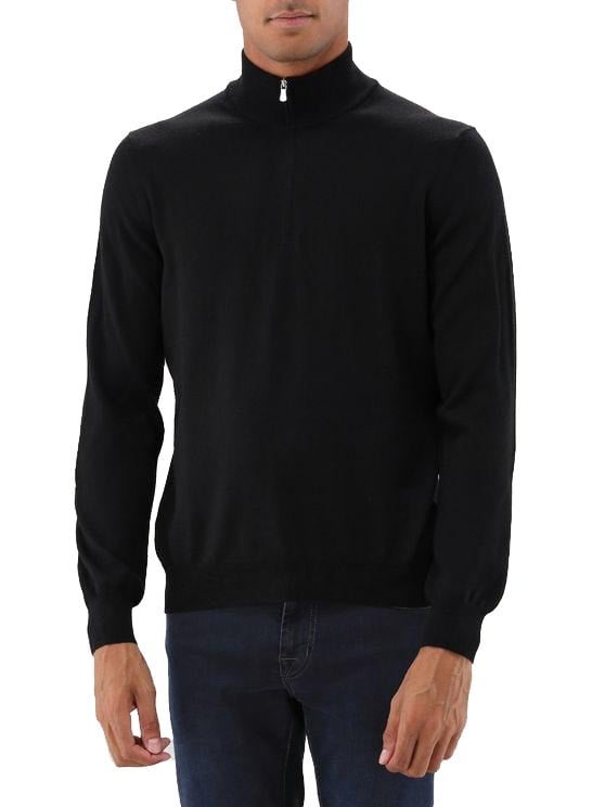 Gran Sasso Gran Sasso Gebreide Trui Zwart Mock Zip Zwart