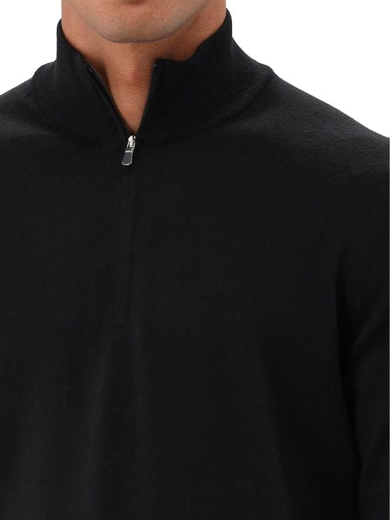 Gran Sasso Gran Sasso Gebreide Trui Zwart Mock Zip Zwart