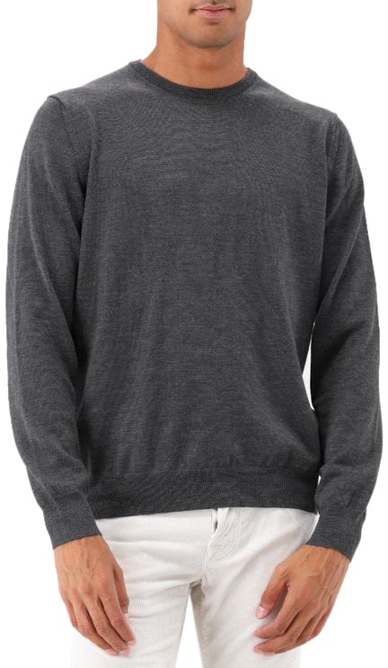 Gran Sasso Gran Sasso Gebreide Trui Donkergrijs Crewneck Pull Grijs