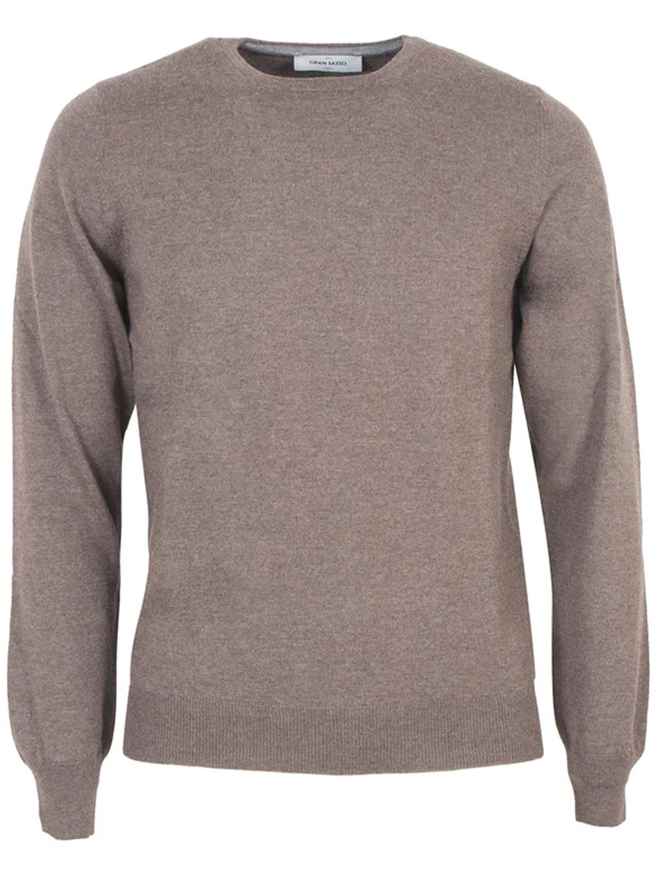 Gran Sasso Classic Brown Wool Sweater With Ribbed Detailing Grijs