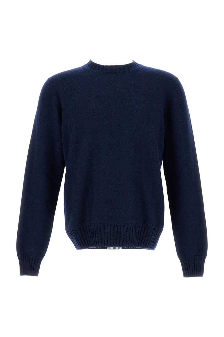 Gran Sasso Blue Crew Neck Cashmere Sweater Blauw