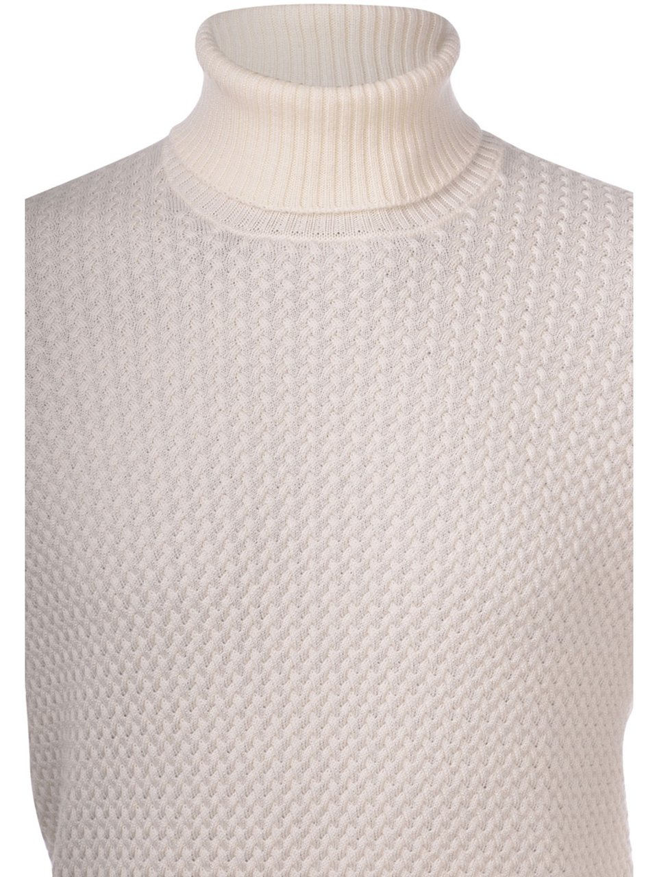 Gran Sasso Textured Turtleneck Sweater With Ribbed Finish Grijs