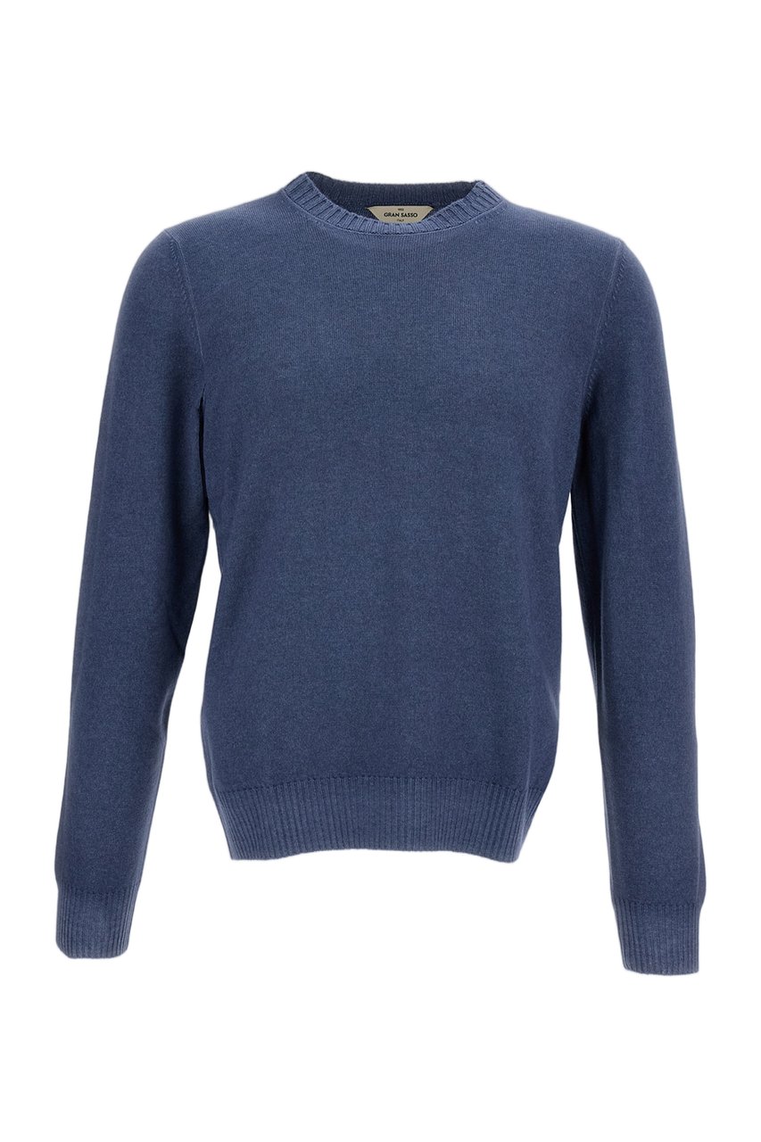 Gran Sasso Light Blue Wool-Blend Crewneck Sweater Blauw
