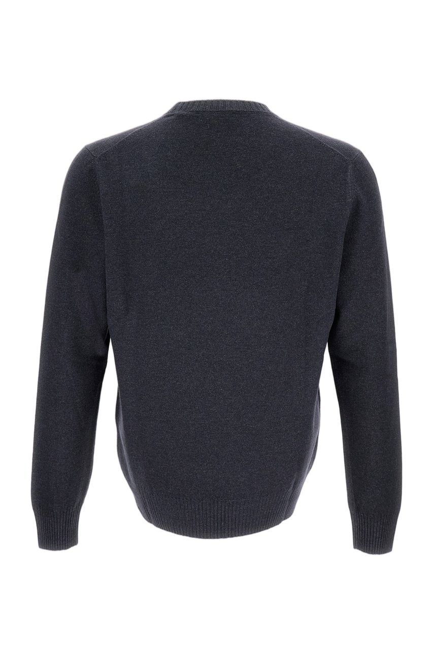 Gran Sasso Minimalist Crew Neck Sweater with Ribbed Trims Grijs