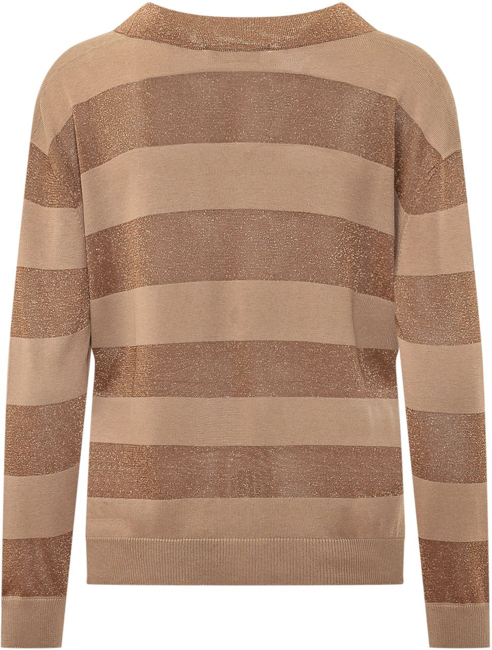 Gran Sasso Cardigan Rigato con Scollo a V Beige