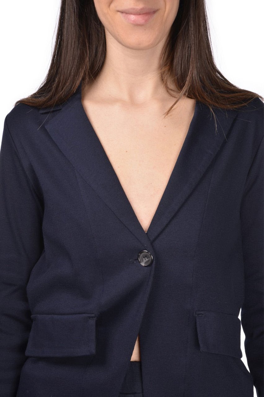 Gran Sasso Black Giacchina Tailored Cotton V-Neck Jacket Zwart