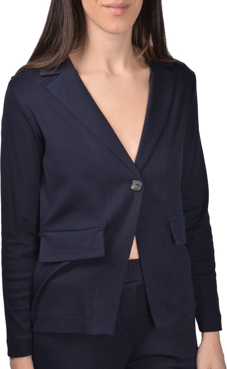 Gran Sasso Black Giacchina Tailored Cotton V-Neck Jacket Zwart