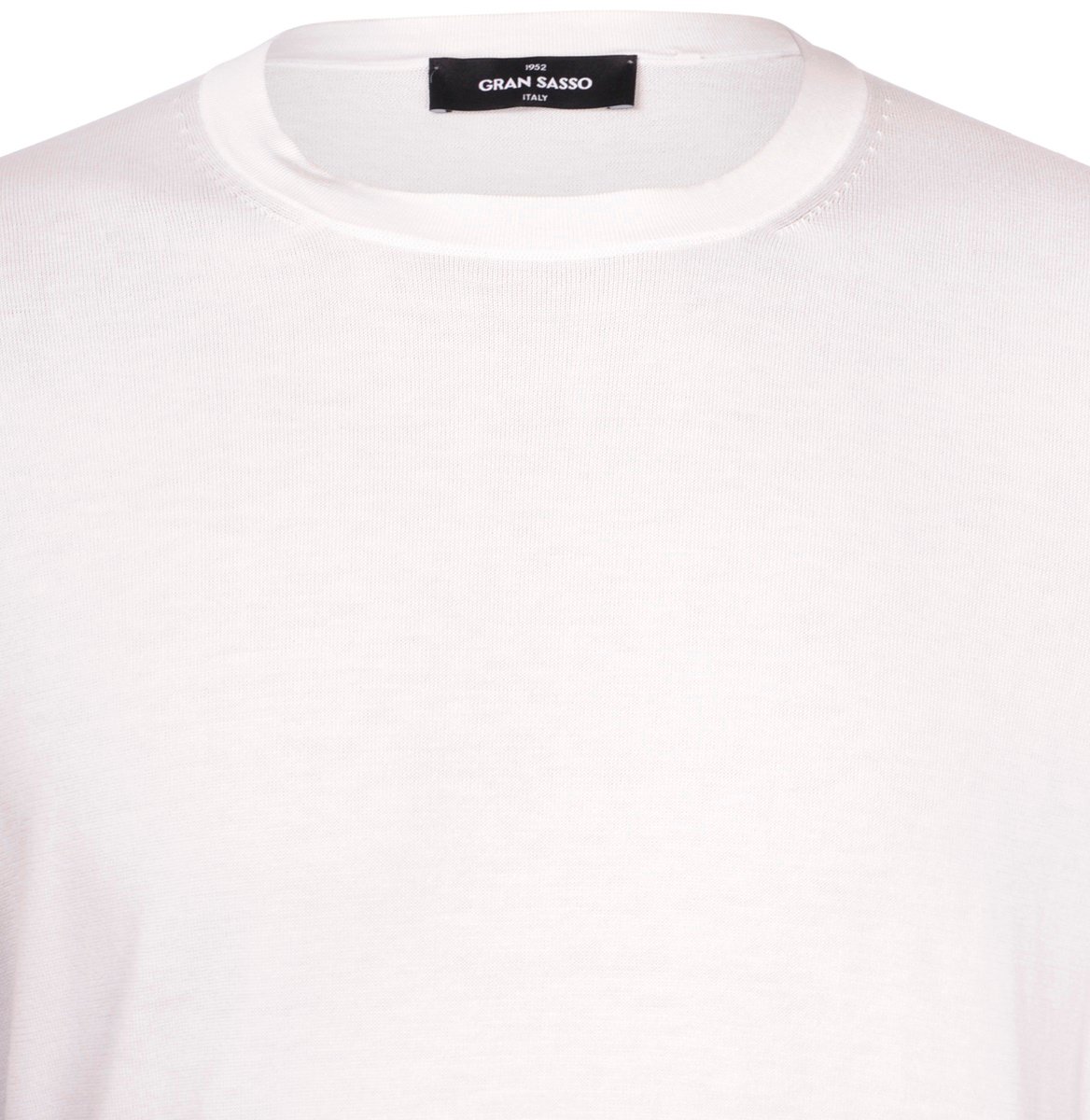 Gran Sasso Cotton Crewneck Straight Fit T Shirt Wit