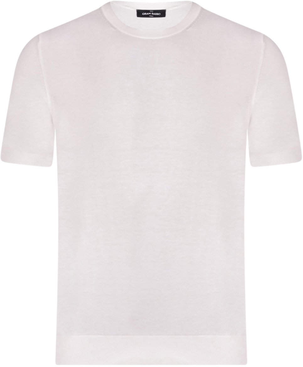 Gran Sasso Cotton Crewneck Straight Fit T Shirt Wit