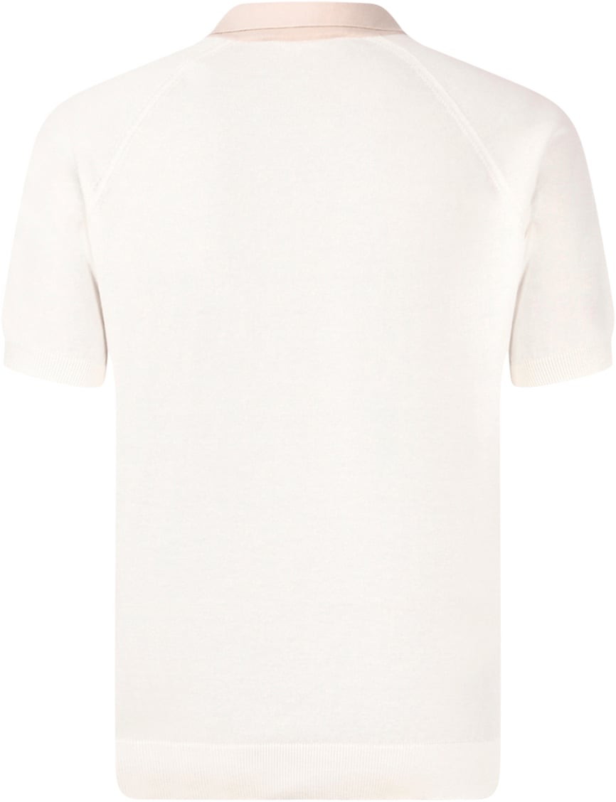 Gran Sasso Beige V Neck Polo Shirt Wit