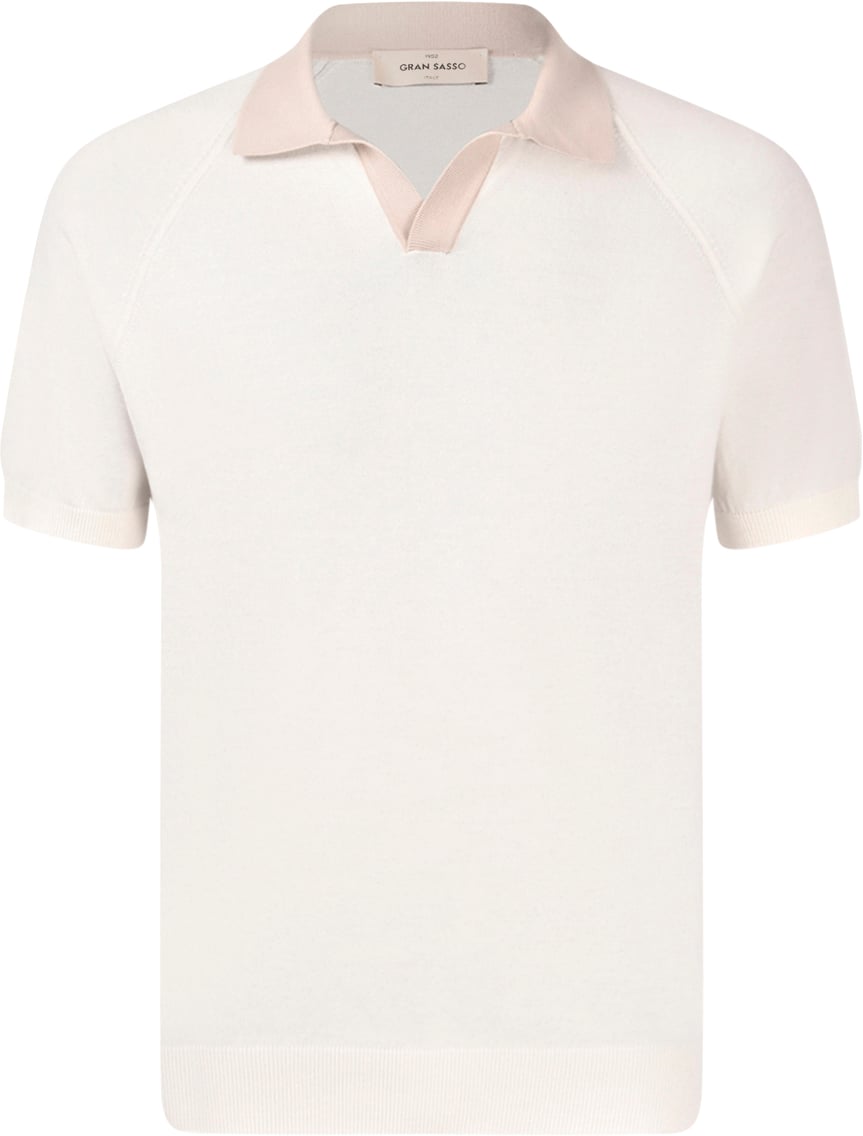 Gran Sasso Beige V Neck Polo Shirt Wit