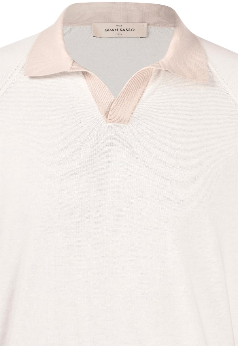 Gran Sasso Beige V Neck Polo Shirt Wit