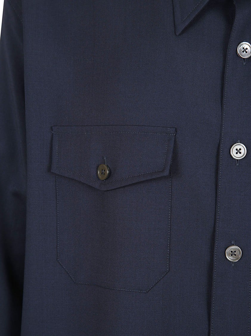 Grifoni Long-Sleeved Casual Shirt With Button-Down Front Zwart