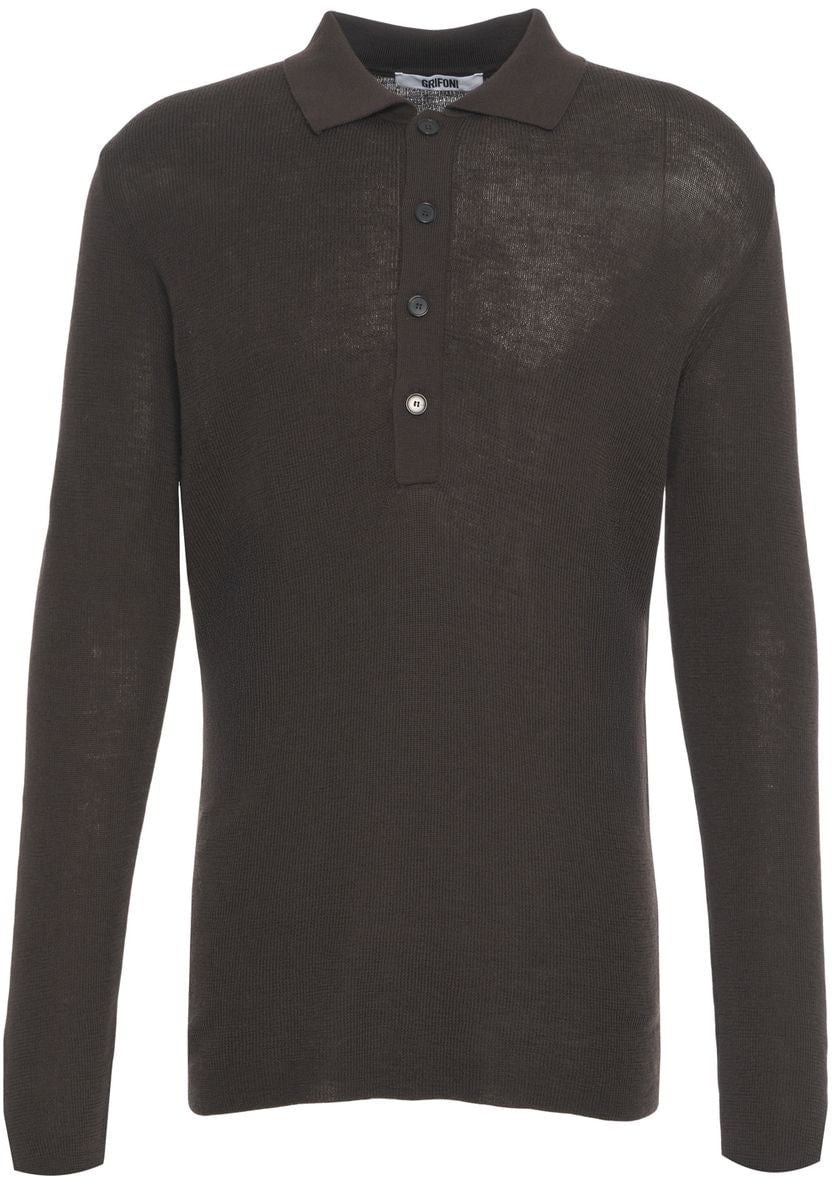 Grifoni Sweater with polo collar Bruin